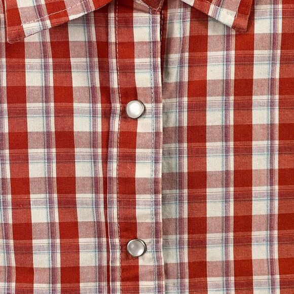 Bit & Bridle Western Plaid Short Sleeve Shirt Women's L Embroidery Pearl Snap - Picture 8 of 13